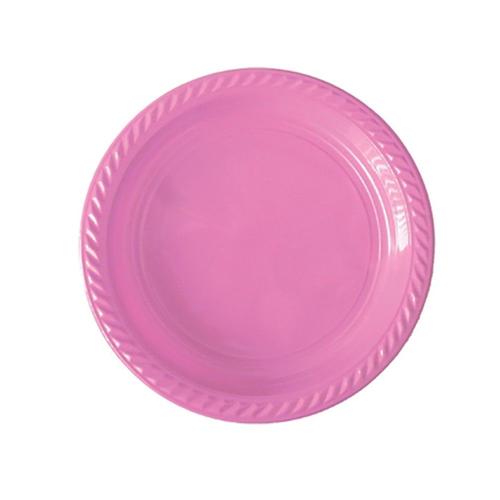 20 Assiettes Plastique Réutilisable 22cm Vieux Rose