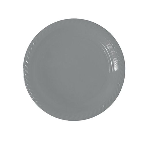 20 Assiettes Plastique Réutilisable 22cm Gris