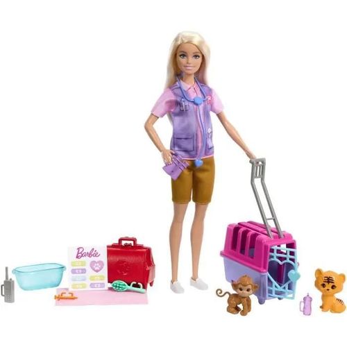 Barbie-Sauvetage D'animaux-Coffret Poupée Blonde Et Accessoires