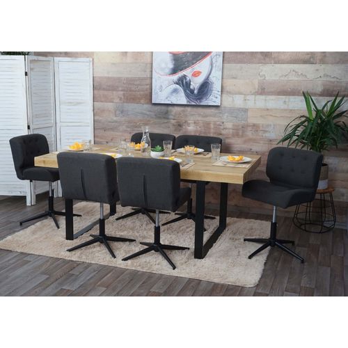 Lot De 6 Chaises De Salle À Manger Hwc-H42, Chaise Pivotante, Réglable En Hauteur Pivotante   Tissu/Textile Gris Foncé, Pied Noir