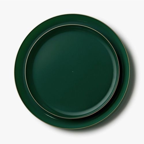 20 Assiettes Edge Prestige Vertes Et Or
