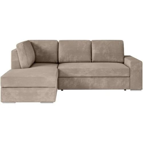 Canapé D'angle Gauche Convertible Artemis 4 Places - Velours Côtelé Greige - L246 X P174 X H96 Cm