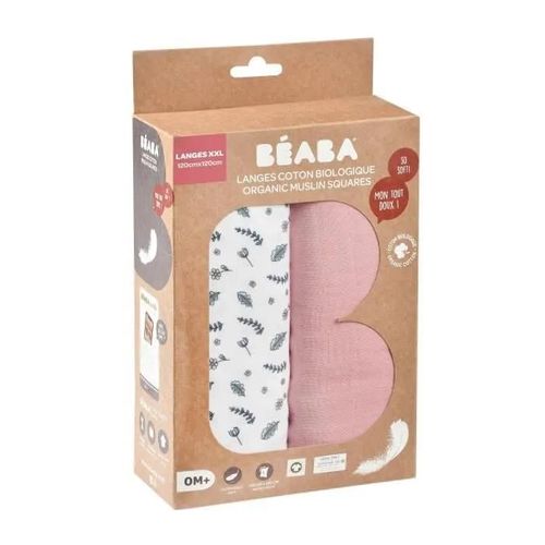 Beaba. Boîte 2 Langes 120cm - Vieux Rose / Campagne Florale