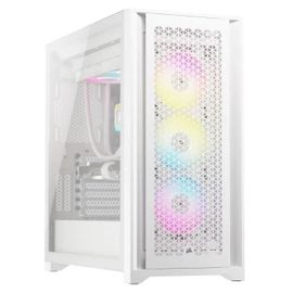 CORSAIR iCUE 5000D RGB Airflow - Mid tower - ATX étendu - panneau latéral fenêtré (verre trempé) - pas d'alimentation (ATX) - blanc authentique - USB/Audio