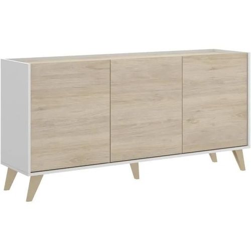 Buffet Kolyma - 3 Portes - Coloris : Chêne & Blanc