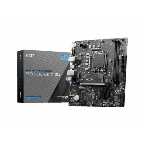 MSI PRO H610M-E DDR4 - Carte-mère - micro ATX - Socket LGA1700 - H610 Chipset - USB 3.2 Gen 1 - Gigabit LAN - carte graphique embarquée (unité centrale requise) - audio HD (8 canaux)