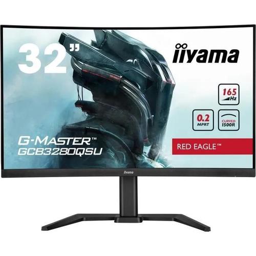 iiyama G-MASTER Red Eagle GCB3280QSU-B1 - Écran LED - incurvé - 32" (31.5" visualisable) - 2560 x 1440 WQHD @ 165 Hz - VA - 350 cd/m² - 3000:1 - 0.2 ms - 2xHDMI, DisplayPort - haut-parleurs -...