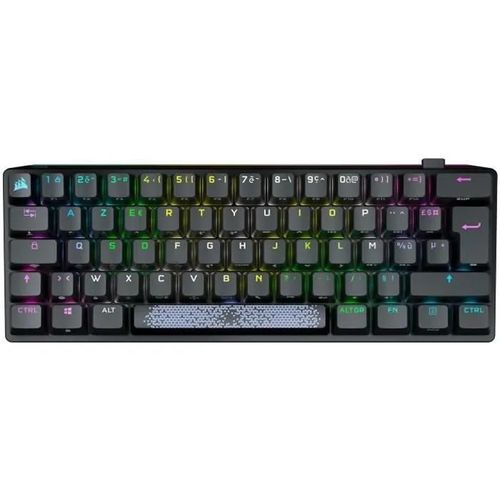 CORSAIR K70 PRO MINI - Clavier - taille 60 % - rétroéclairé - sans fil - USB, 2.4 GHz, Bluetooth 4.2 - AZERTY - Français - commutateur : CHERRY MX Red - noir