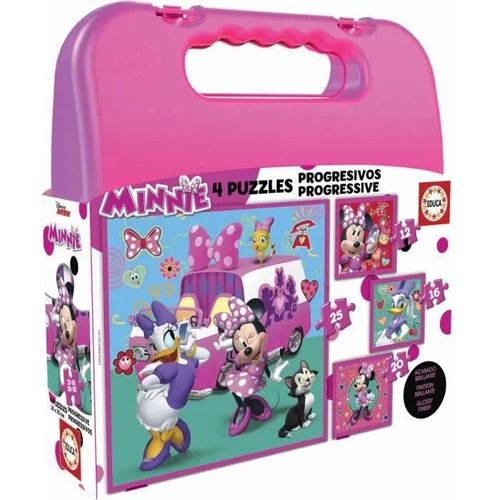 Educa Mallette Puzzles Progréssifs Minnie Happy Helpers 12+16+20+25