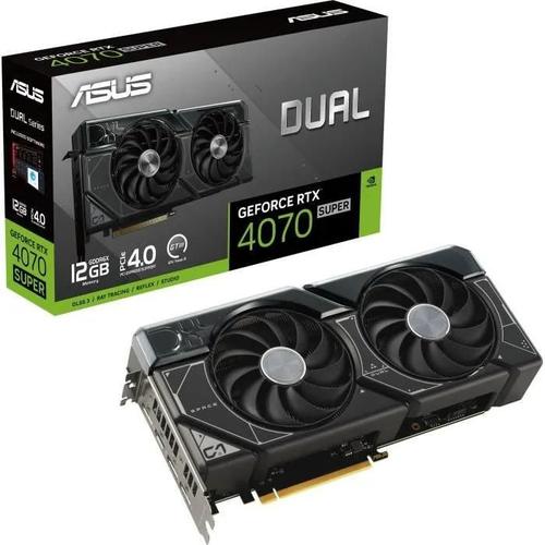 ASUS Dual GeForce RTX 4070 SUPER 12GB - Carte graphique - GeForce RTX 4070 - 12 Go GDDR6X - PCIe 4.0 - HDMI, 3 x DisplayPort