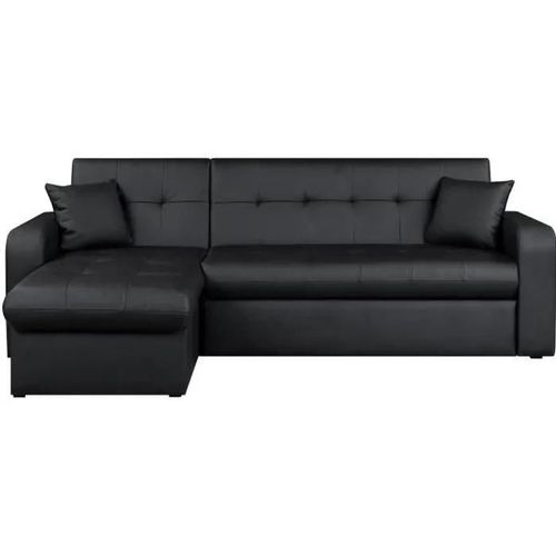Canapé D'angle Réversible Convertible 3 Places - Simili Noir - Contemporain - L 235 X P 85 - 153 Cm - Roman