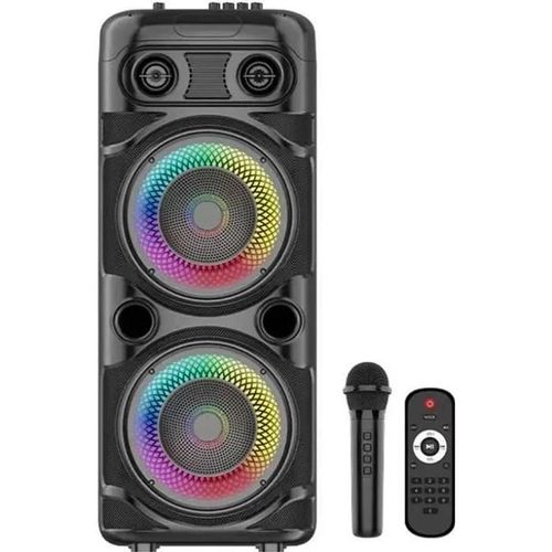 ENCEINTE KARAOKÉ LUMINEUSE - INOVALLEY - KA123-XXL - BLUETOOTH V5.0 - 75 CM - 900 W - NOIR
