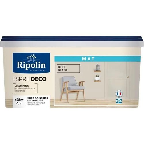 Peinture Murale RIPOLIN Toutes Pièces Esprit Déco mat beige glaise 2,5L