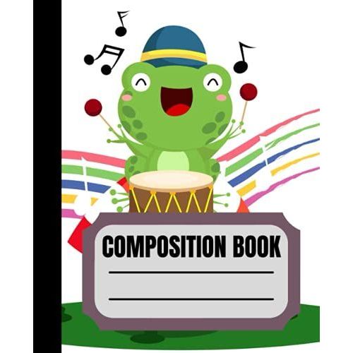 Composition Book: Cute Frog With Mushroom Hat | College Ruled Notebook | Kawaii Cottagecore Aesthetic Lined Journal For Kids & Teens