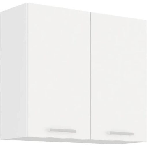 ATLAS Meuble haut 2 portes battantes - D&eacute;cor blanc - 