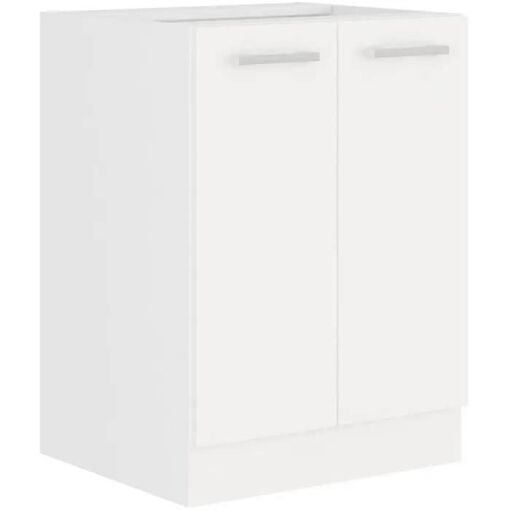 ATLAS Meuble bas 2 portes - D&eacute;cor blanc - L60 x P52 x