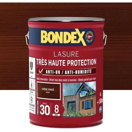 lasure pour bois trés haute protection 8 ans chene foncé 5L Bondex