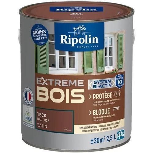 Peinture Ripolin EXTREME BOIS microporeuse satin 2L5 teck