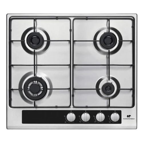 Continental Edison CECTG4VIX Table de cuisson au gaz Inox - 4 foyers