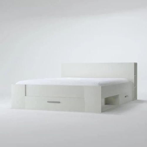Lit 2 Personnes Avec 3 Tiroirs 140x190 Cm Blanc Mat - Pocky