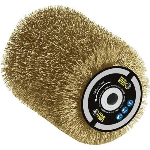 Brosse fil laitonné 0.3mm Ø80mm L 100mm pour rénovateur compact FARTOOLS REX80 - pour décaper-dégriser le bois, métal ou la pierre - Décapage fort sur surfaces complexes ou planes