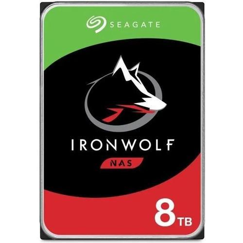 Seagate IronWolf ST8000VN004 - Disque dur - 8 To - interne - 3.5" - SATA 6Gb/s - 7200 tours/min - mémoire tampon : 256 Mo