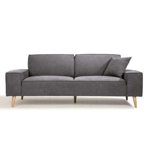 Hexagone - Canapé Droit 3 Places - Tissu Gris - L 216 X P 90 X H 80 Cm - Gustave