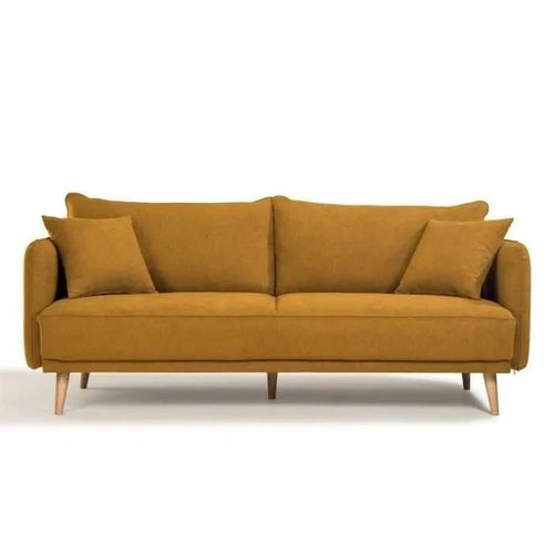 Canapé Fixe 3 Places Daren - Tissu Moutarde - L 207 X P 90 X H 88 Cm - Fabriqué En France - Hexagone
