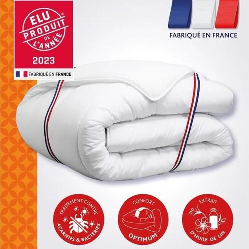 Couette 240x260 Cm Dodo Champs De Lin - Chaude - 450g/M² - Couette 2 Personnes -Douce Et Chaude -Anti-Acariens Antibactériens