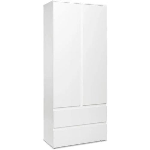 Armoire Image7 - 2 Portes + 2 Tiroirs - Blanc Mat - L80 X H191 X P40 Cm
