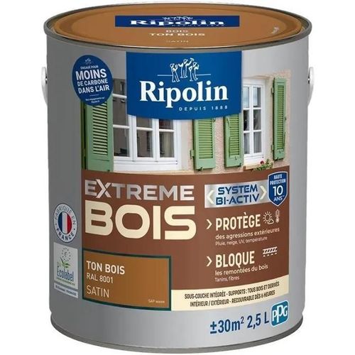 Peinture Ripolin EXTREME BOIS microporeuse satin 2L5 bois