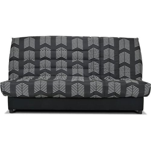Banquette Clic-Clac Beija - Tissu Chevrons A111 - Couchage 128 X 188 X 14 Cm - Blanc