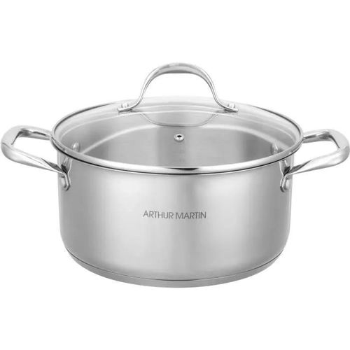 Am2513 Arthur Martin Marmite 28 Cm Avec Couvercle  Acier Inoxydable  Tous Feux Dont Induction