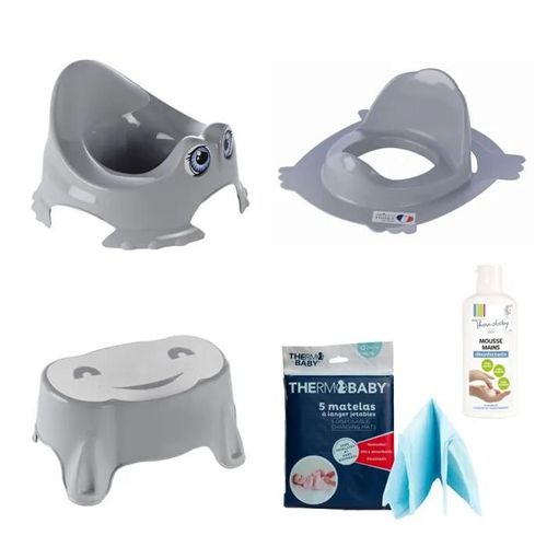 Pot Bébé + Réducteur De Wc + Marchepied Antidérapant + Matelas A Langer Jetables + Mousse Désinfectante