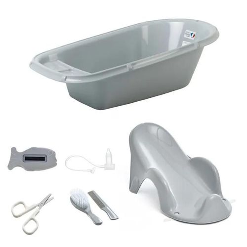 Baignoire Bébé + Transat De Bain + Thermometre + Brosse Et Peigne + Ciseaux + Mouche Bébé