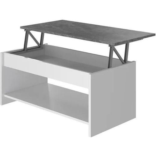 Happy Table Basse Relevable - Blanc Et Gris - L 50 Cm