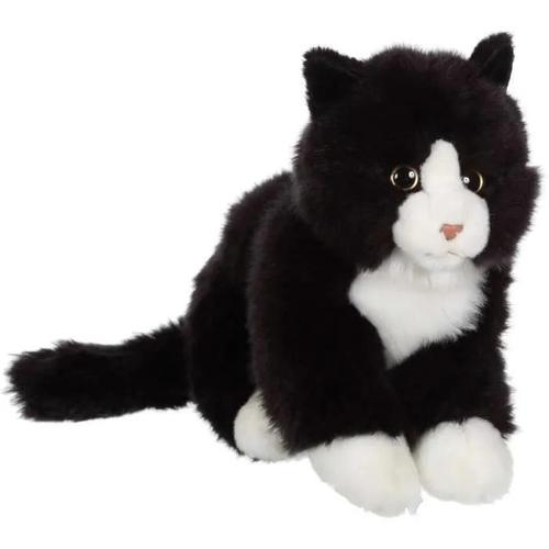 Peluche Chat Mimiz Noir Et Blanc - 28 Cm