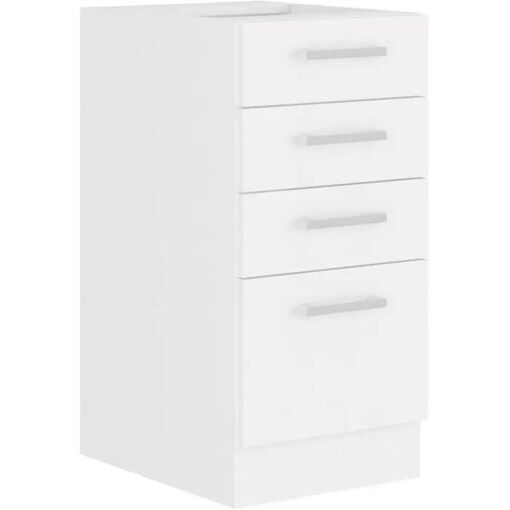 ATLAS Meuble bas 4 tiroirs - D&eacute;cor blanc - L40 x P52x