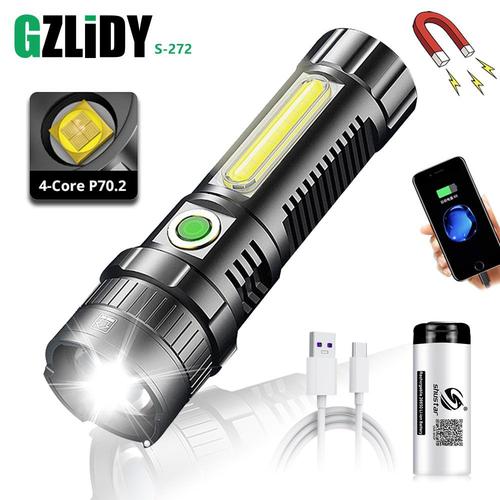Lampe torche avec affichage de la puissance, longue portée, Zoom  télescopique P70, lampe de nuit rechargeable par USB (Style 3)