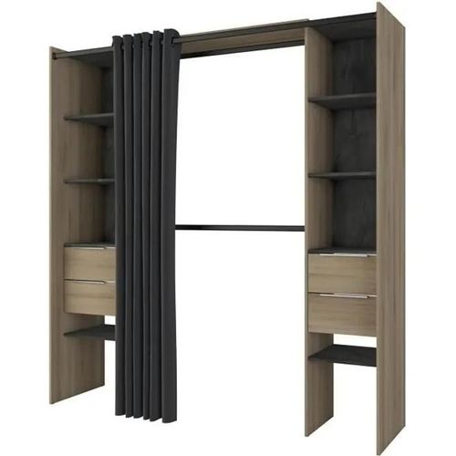 Dressing Extensible 115/190x50x203 Cm Chêne Et Effet Béton