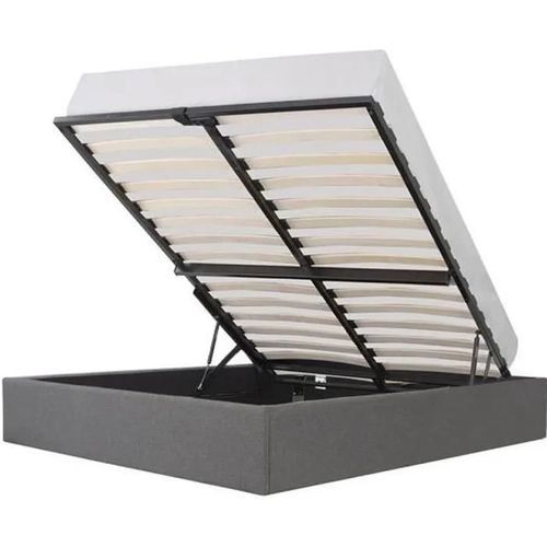 Lit Adulte 160 X 200 Cm + Coffre De Rangement - Tissu Gris Clair - Eclipse