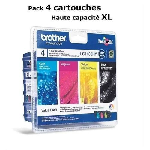 Brother LC1100HY - Pack de 4 - à rendement élevé - noir, jaune, cyan, magenta - originale - blister - cartouche d'encre - pour Brother DCP-6690CW, MFC-5890CN, MFC-5895CW, MFC-6490CW, MFC-6890CDW