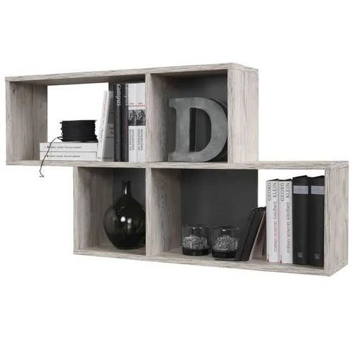 Nora Etagere Murale - 100 X 53 X 19,5 Cm - Chene Sable Anthracite