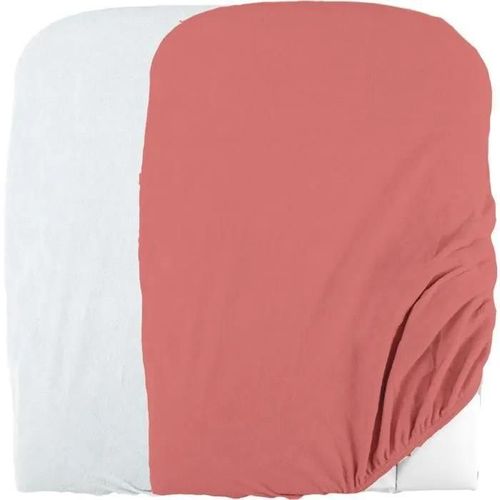 Domiva Lot 2 Housses De Matelas A Langer - 50 X 75 Cm - Eponge Polycoton - Blanc/Terracotta