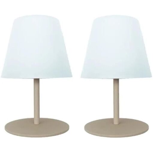 Set de 2 lampes de table Aluminium Cr&egrave;me H16CM