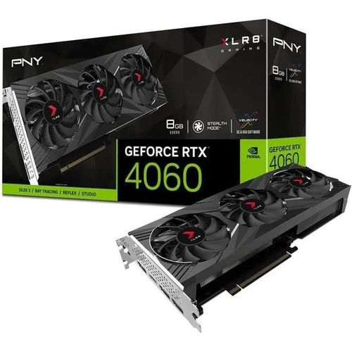 PNY GeForce RTX 4060 8GB Gaming VERTO EPIC-X RGB Triple Fan - Carte graphique - GeForce RTX 4060 - 8 Go GDDR6 - PCIe 4.0 x8 - HDMI, 3 x DisplayPort - boîte