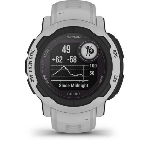 Garmin Instinct 2 Solar - 45 Mm - Gris Brume - Montre De Sport Avec Bracelet - Silicone - Taille Du Poignet : 135-230 Mm - Monochrome - 32 Mo - Bluetooth, Ant+ - 53 G
