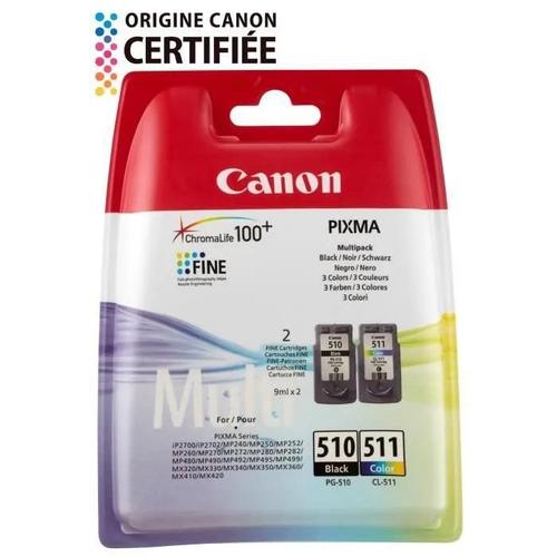 Canon PG-510 / CL-511 Multipack - Pack de 2 cartouches d'encre originales - noir, 3 couleurs (cyan, magenta, jaune)