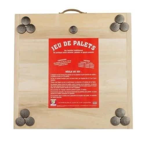 Mecabois Jeu De Palet Complet - 12 Plates A Lancer Et Planche En Bois -Jeu Breton-