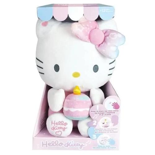 Hello Kitty Peluche Interactive Anniversaire +/- 26 Cm - Jemini - Musique. Bougie Et Rire Interactifs.